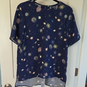 Modcloth Navy Swirl Print Top